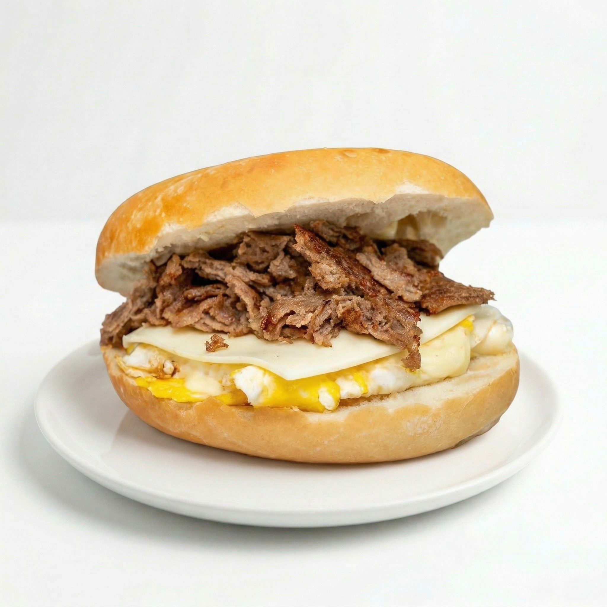 Steak, Egg & Cheese Sandwich.